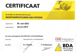 Certificaat Montagerichtlijnen